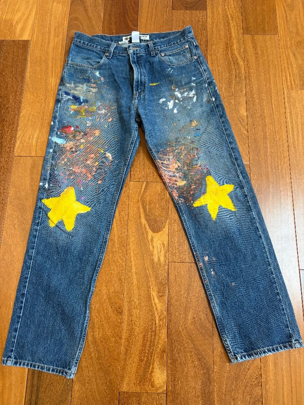Harley Davidson painted denim jeans